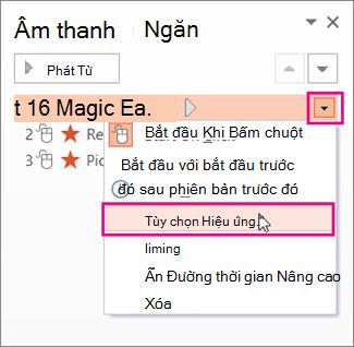 Tùy chọn Hiệu ứng