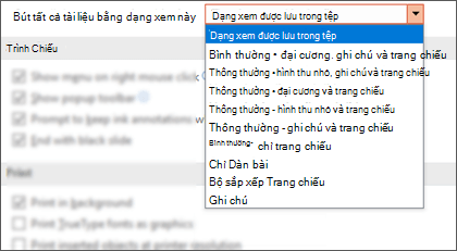 Danh sách Mở tất cả tài liệu bằng dạng xem này được bung rộng để khách hàng có thể chọn dạng xem mặc định.