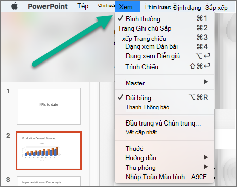 Menu Dạng xem trong PowerPoint