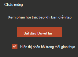 Bấm Bắt đầu Duyệt lại