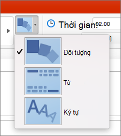 Hiển thị Tùy chọn hiệu ứng cho Chuyển tiếp Biến đổi trong PowerPoint 2016 cho máy Mac