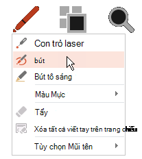 Bấm vào nút Bút, rồi chọn Bút từ menu bật lên.