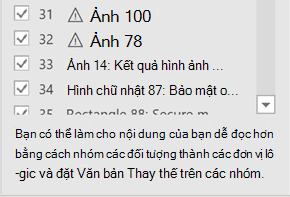 Một mẹo xuất hiện ở cuối ngăn Thứ tự Đọc.