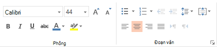 Các tùy chọn phông chữ, đoạn văn và căn chỉnh trong PowerPoint Online