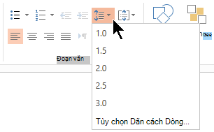 Các tùy chọn menu Giãn