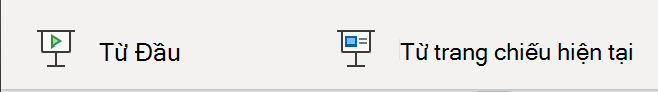 Các nút trong PowerPoint trên Web mà bạn dùng để bắt đầu bản trình bày.