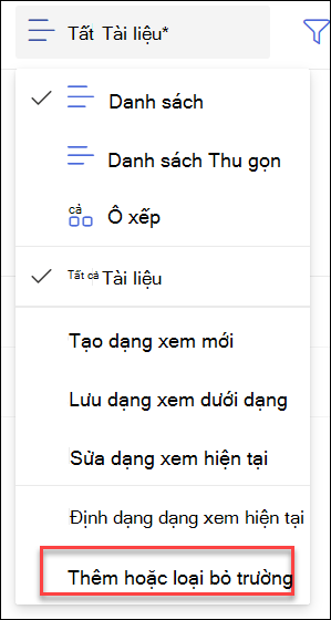ảnh chụp màn hình thêm trường xóa