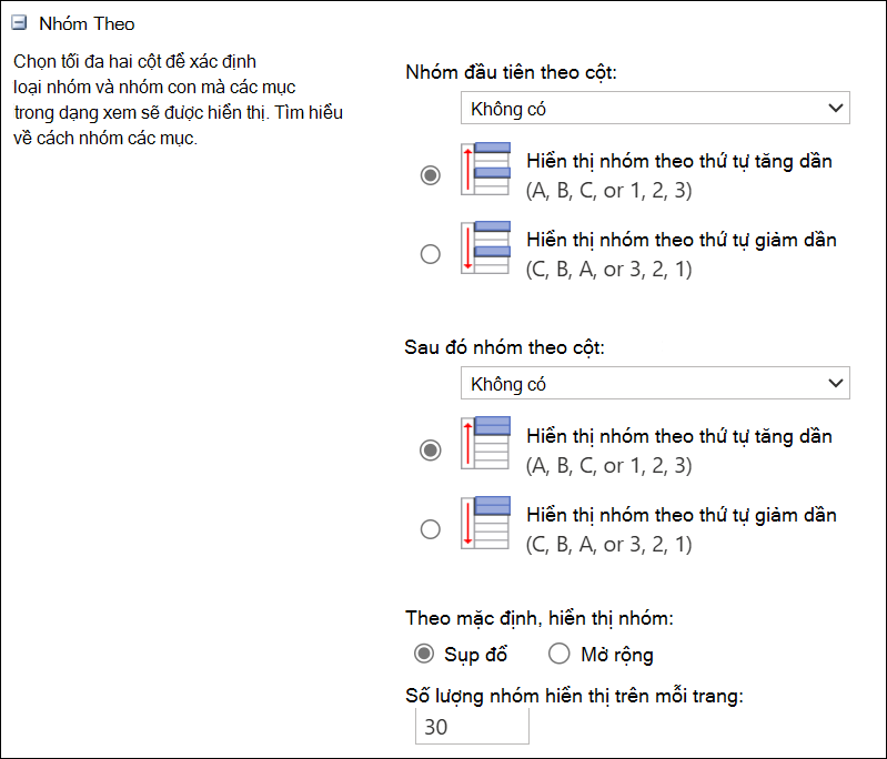 ảnh chụp màn hình nhóm tối đa 2 cột.