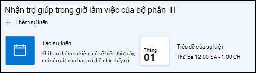Bản xem trước của phần web Sự kiện.