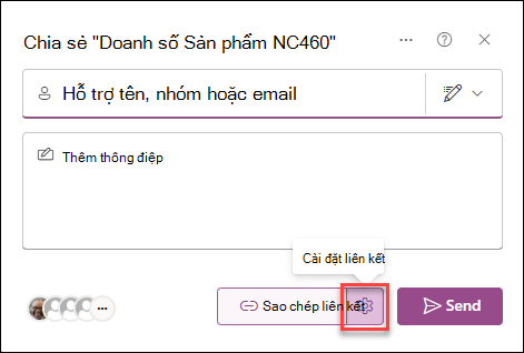 ảnh chụp màn hình Cài đặt liên kết cho danh sách
