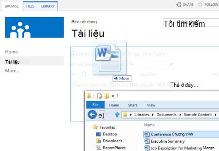 Kéo các tệp vào thư viện