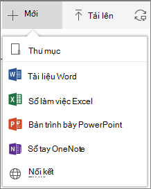 Office 365 Tạo thư mục hoặc tài liệu mới