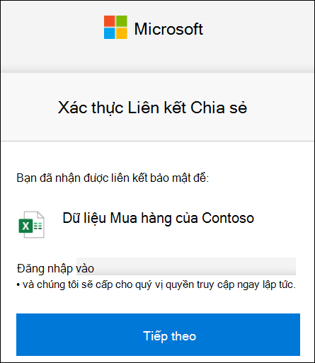 Xác minh Liên kết Chia sẻ Với Bên ngoài trong OneDrive để đăng nhập.