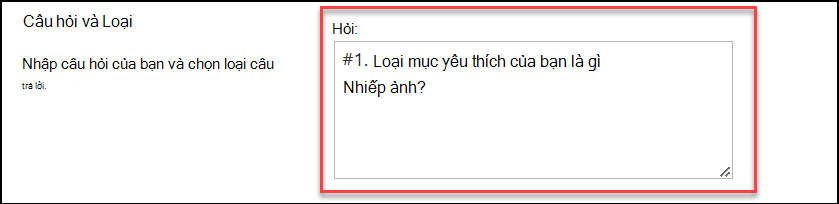 ảnh chụp màn hình của loại câu hỏi