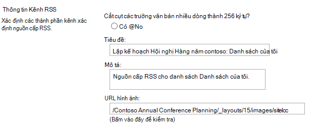 Thông tin Kênh RSS