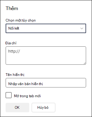 Thêm nối kết vào menu dẫn hướng trên site nhóm.