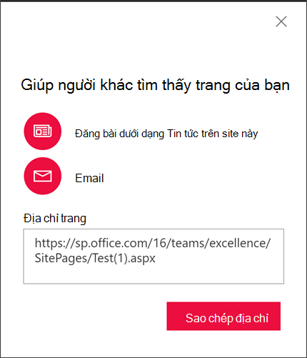 Các tùy chọn để giúp người khác tìm thấy trang của bạn