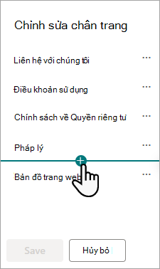 Hộp thoại Chỉnh sửa Chân trang.