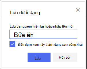 Hộp thoại Lưu Dạng xem Danh sách SharePoint Online