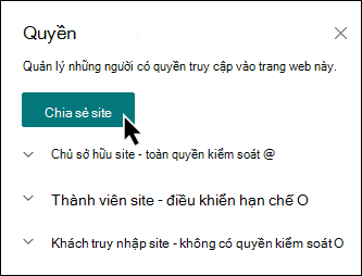 Bản xem trước nút Chia sẻ site