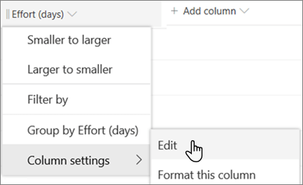 Ngăn Chỉnh sửa cột trong SharePoint với tùy chọn Xóa được chọn