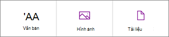 Ảnh chụp màn hình các lựa chọn nội dung mới