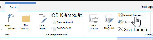 Tab tệp với Lịch sử Phiên bản được tô sáng
