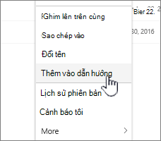 Tùy chọn Thêm vào dẫn hướng từ danh sách trang