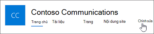 Menu trên cùng của site liên lạc