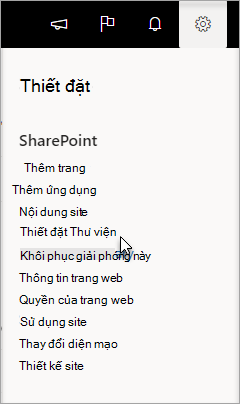 Đi tới Thiết đặt, Thiết đặt Thư viện