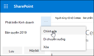 Sửa nối kết hoặc nhãn hiện có trong chân trang trên site liên lạc SharePoint.