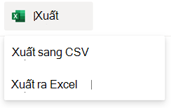 Tùy chọn Xuất cho danh sách SharePoint.