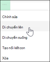 Di chuyển liên kết lên hoặc xuống trong menu bên trái