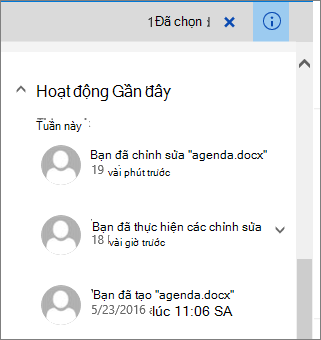Danh sách hoạt động gần đây
