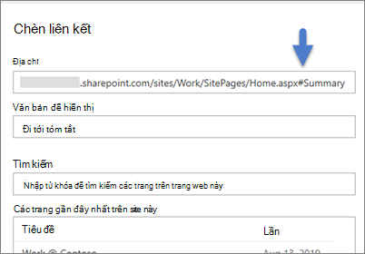 Ví dụ về liên kết với thẻ đánh dấu