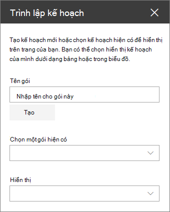 Hộp công cụ phần web Planner