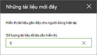 Ngăn thuộc tính cho phần web Tài liệu gần đây.