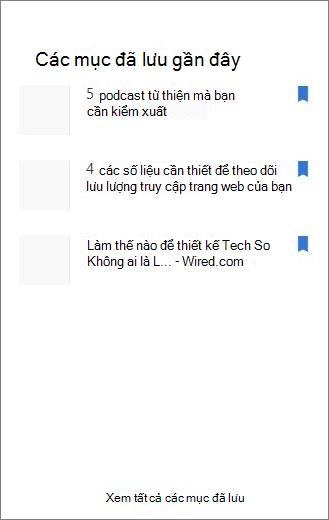 Các mục đã lưu gần đây