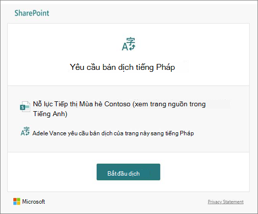 Email yêu cầu dịch thuật