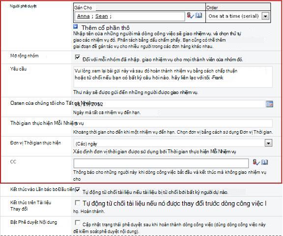 Biểu mẫu để nhập thông tin cụ thể của một lần chạy