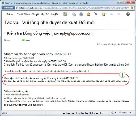 Thông báo nhiệm vụ đối với nhiệm vụ được giao lại