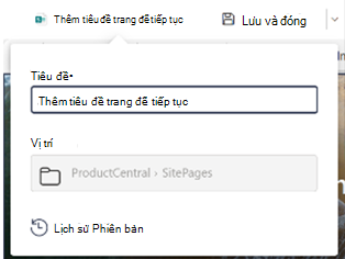 Hộp tiêu đề trên thanh lệnh
