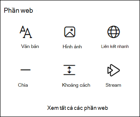Phần web trong hộp công cụ