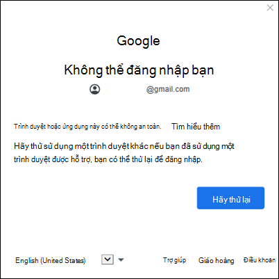 Lỗi Thêm tài khoản google vào Outlook cổ điển