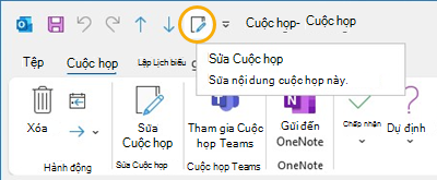 Nút Sửa cuộc họp Thanh công cụ truy nhập nhanh trong Outlook