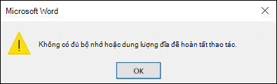 Lỗi bộ nhớ không đủ trong Office