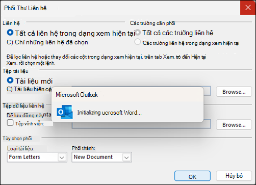Phối Thư Outlook bị treo khi khởi tạo cửa sổ