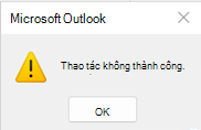 Lỗi thao tác Outlook không thành công
