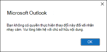Lỗi quyền áp dụng nhãn nhạy cảm trong Outlook
