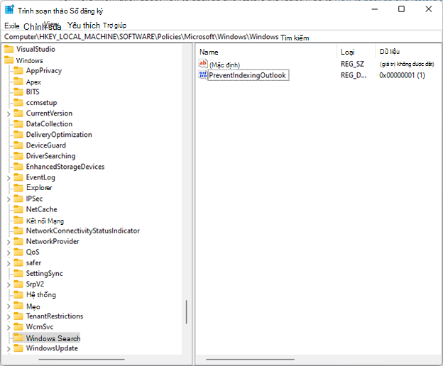 regedit windows search